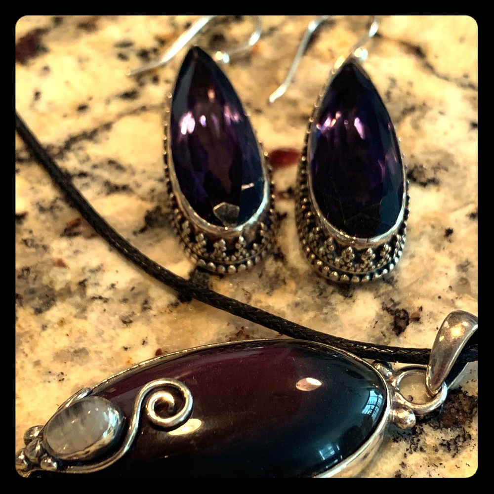 ❗️SALE❗️Vintage Amethyst & Silver jewelry set